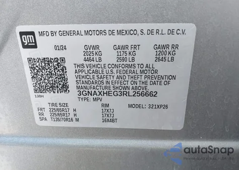 2024 Chevrolet Equinox Fwd Ls from USA, damaged, VIN 3GNAXHEG3RL256662